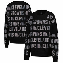 Cleveland Browns Gameday Couture Women's Oversized Hype Era Rhinestone Text Sweatshirt Black - NFL