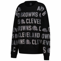 Cleveland Browns Gameday Couture Women's Oversized Hype Era Rhinestone Text Sweatshirt Black - NFL