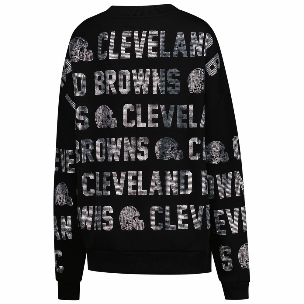 Cleveland Browns Gameday Couture Women's Oversized Hype Era Rhinestone Text Sweatshirt Black - NFL