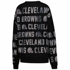 Cleveland Browns Gameday Couture Women's Oversized Hype Era Rhinestone Text Sweatshirt Black - NFL