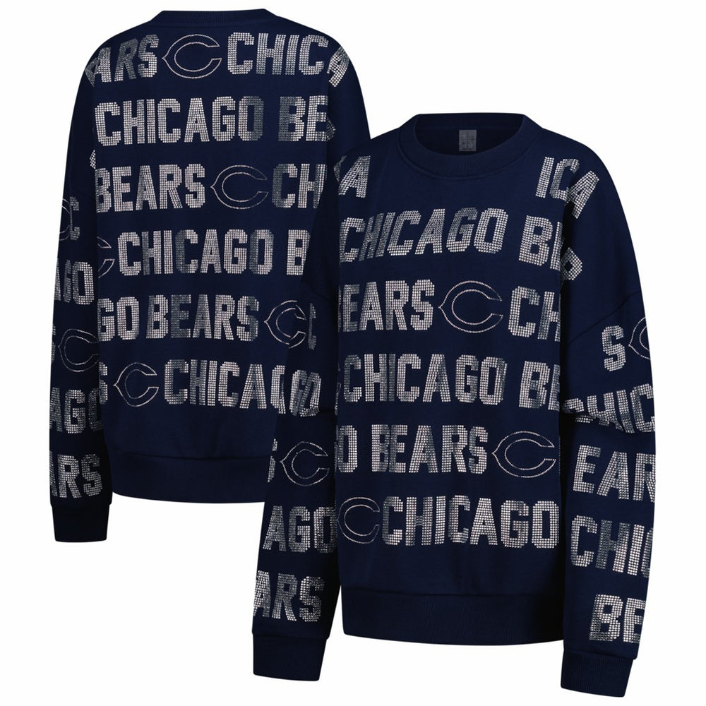 Chicago Bears Gameday Couture Women's Oversized Hype Era Rhinestone Text Sweatshirt Navy - NFL