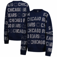 Chicago Bears Gameday Couture Women's Oversized Hype Era Rhinestone Text Sweatshirt Navy - NFL