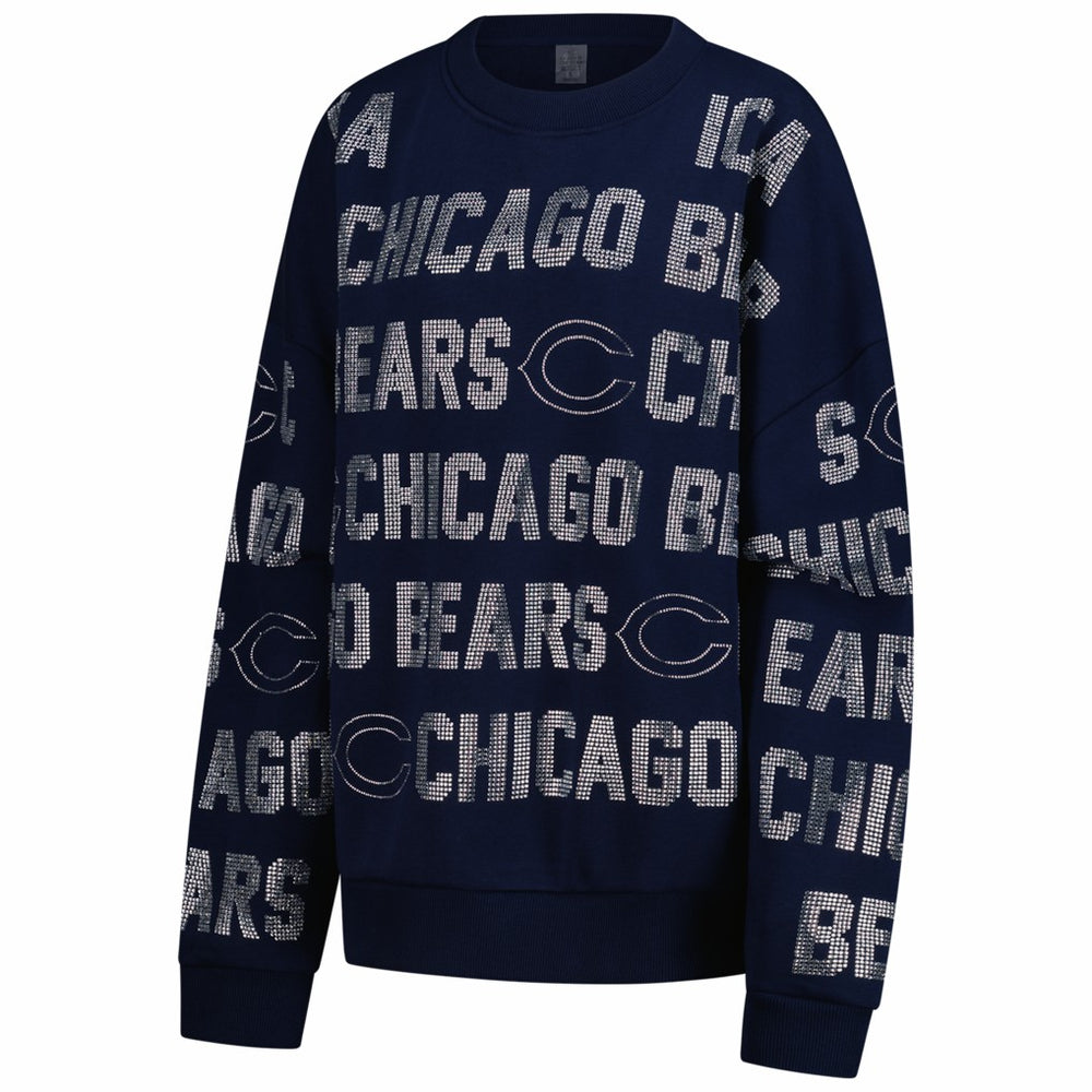 Chicago Bears Gameday Couture Women's Oversized Hype Era Rhinestone Text Sweatshirt Navy - NFL