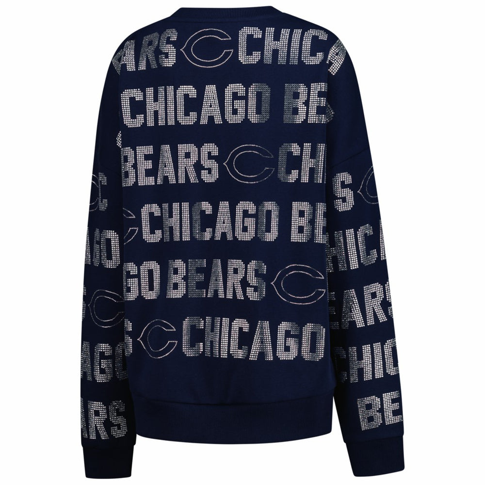 Chicago Bears Gameday Couture Women's Oversized Hype Era Rhinestone Text Sweatshirt Navy - NFL