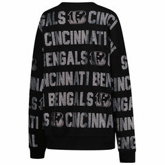 Cincinnati Bengals Gameday Couture Women's Oversized Hype Era Rhinestone Text Sweatshirt Black - NFL