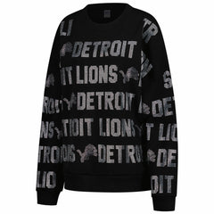 Detroit Lions Gameday Couture Women's Oversized Hype Era Rhinestone Text Sweatshirt Black - NFL
