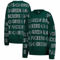Green Bay Packers Gameday Couture Women's Oversized Hype Era Rhinestone Text Sweatshirt Green - NFL