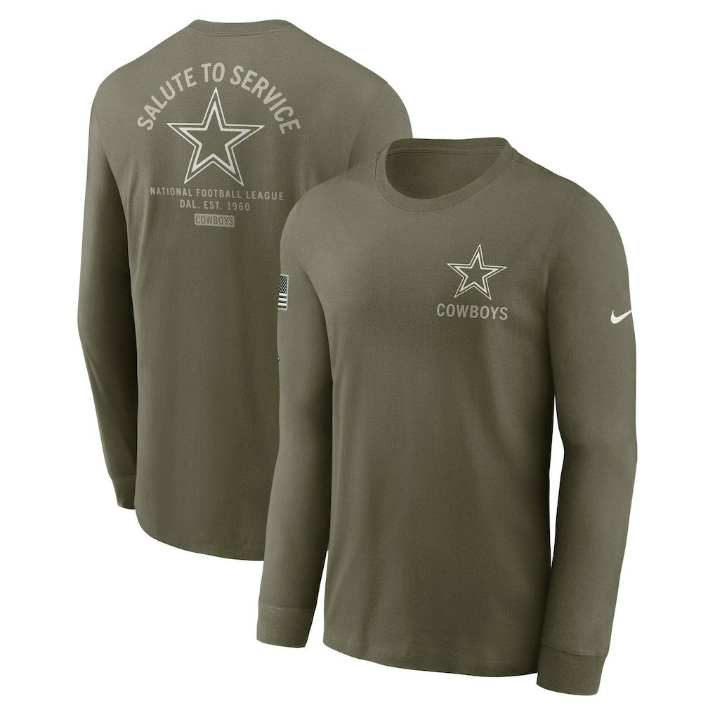Dallas Cowboys 2025 Salute to Service Sideline Long Sleeve T-Shirt Olive - Nike