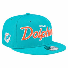 Miami Dolphins New Era Youth Main Script 9FIFTY Snapback Hat Aqua - NFL