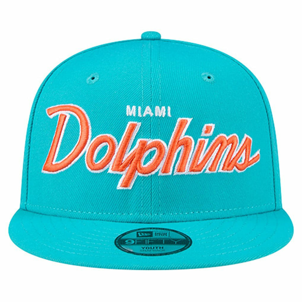 Miami Dolphins New Era Youth Main Script 9FIFTY Snapback Hat Aqua - NFL
