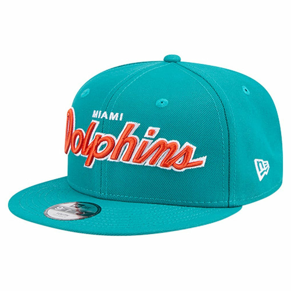 Miami Dolphins New Era Youth Main Script 9FIFTY Snapback Hat Aqua - NFL