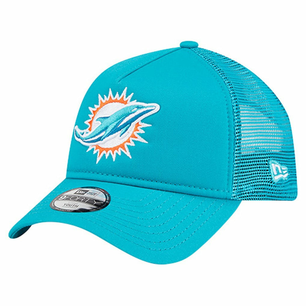 Miami Dolphins New Era Youth Main A-Frame 9FORTY Adjustable Hat Aqua - NFL