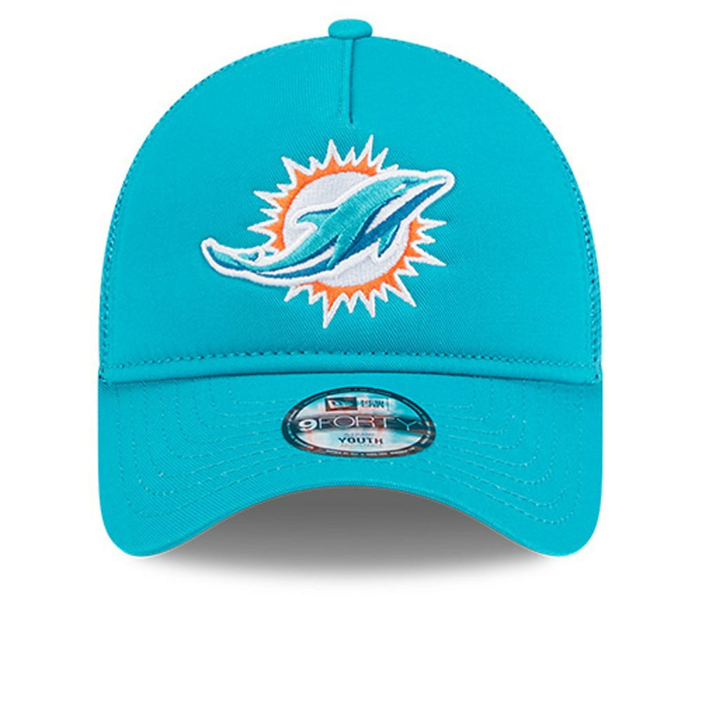 Miami Dolphins New Era Youth Main A-Frame 9FORTY Adjustable Hat Aqua - NFL