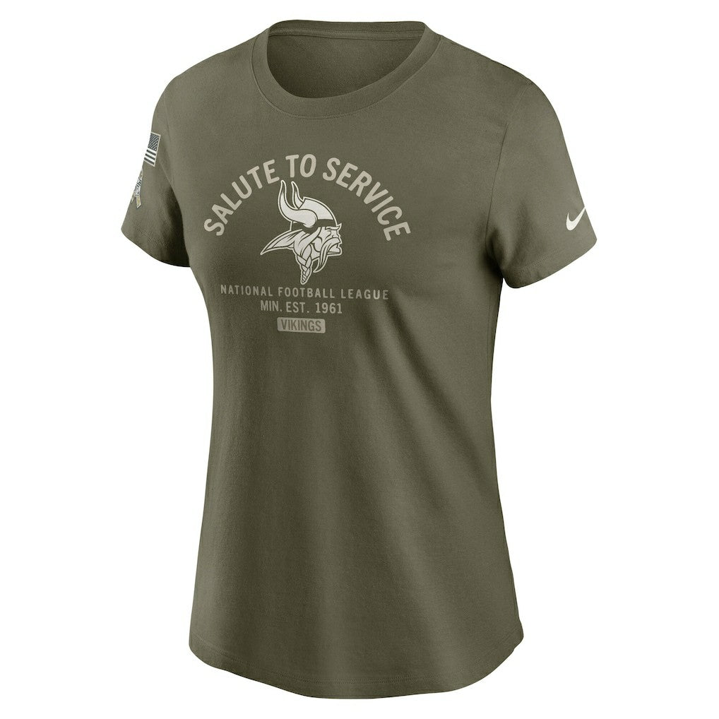 Minnesota Vikings Women's 2025 Salute to Service Sideline T-Shirt Olive - Nike