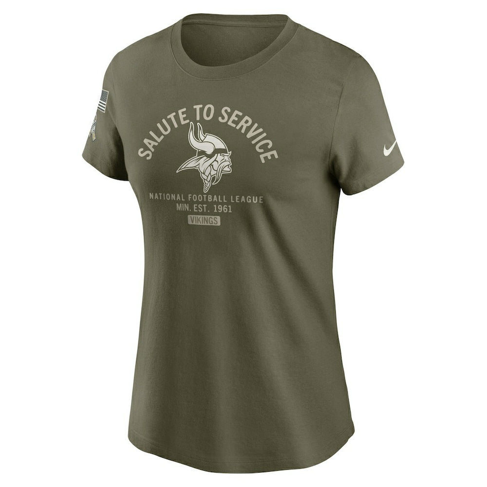 Minnesota Vikings Women's 2025 Salute to Service Sideline T-Shirt Olive - Nike