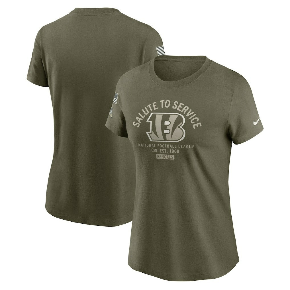 Cincinnati Bengals Women's 2025 Salute to Service Sideline T-Shirt Olive - Nike