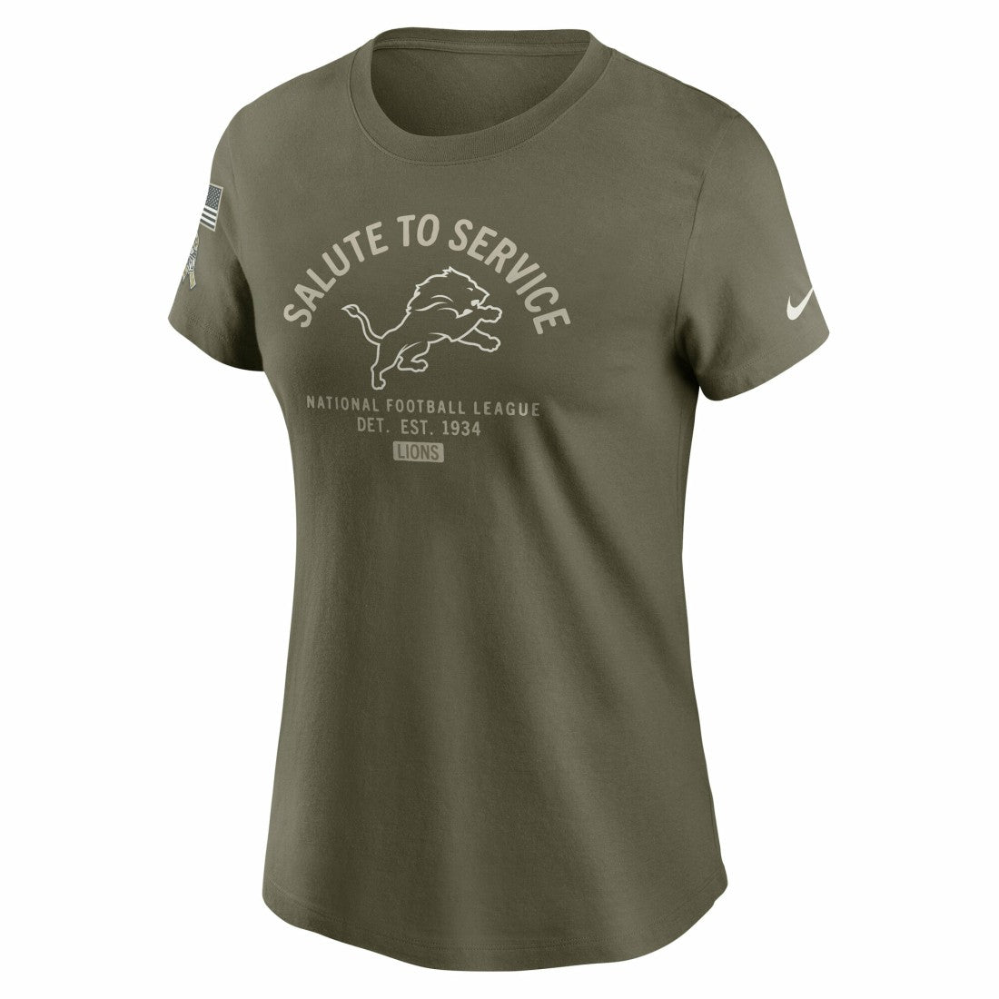 Detroit Lions Women's 2025 Salute to Service Sideline T-Shirt Olive - Nike