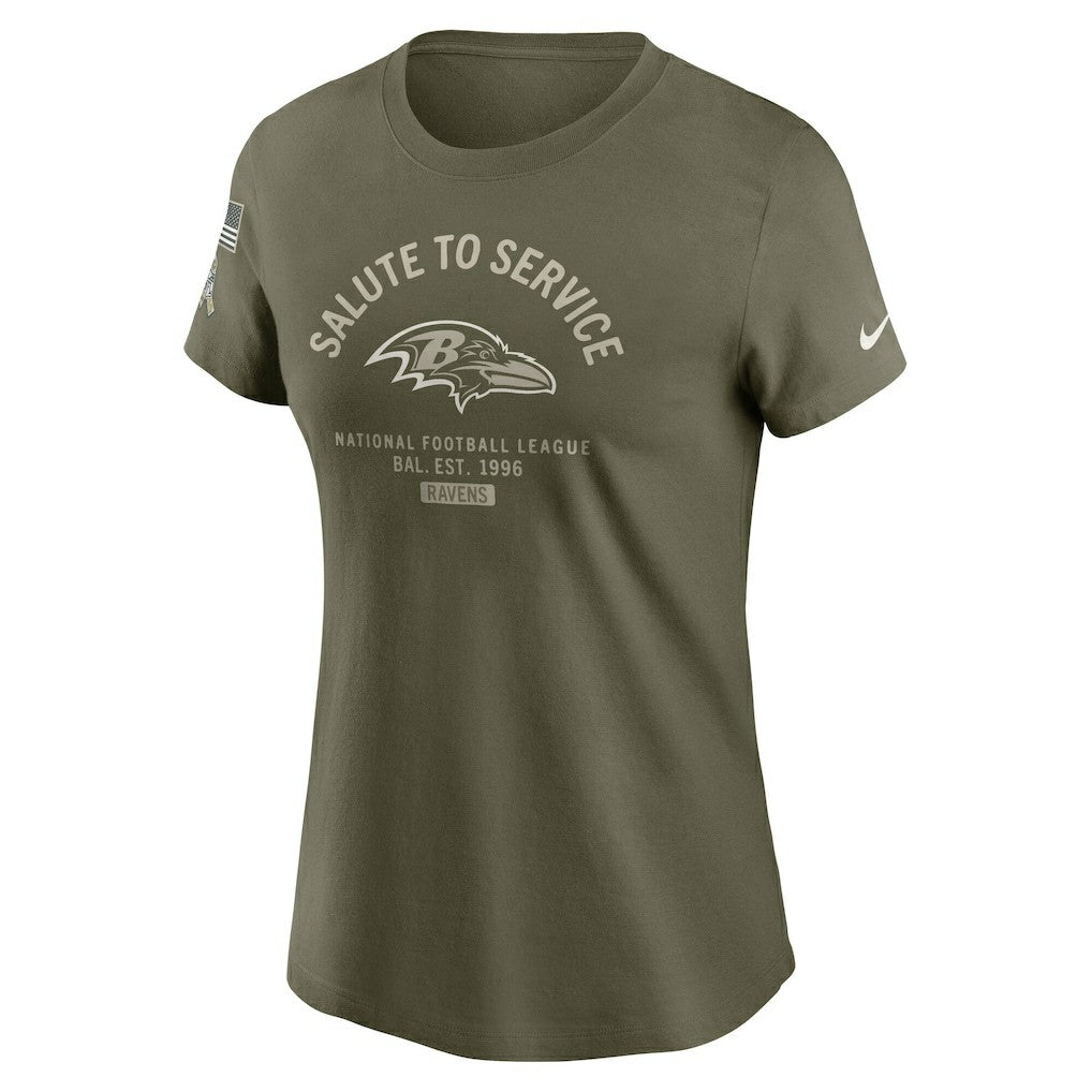 Baltimore Ravens Women's 2025 Salute to Service Sideline T-Shirt Olive - Nike