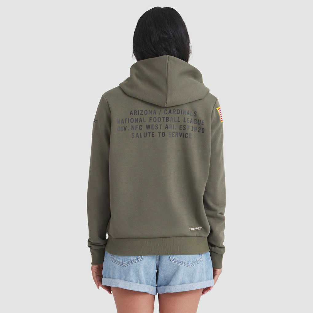 Arizona Cardinals Women's 2025 Salute to Service Sideline Standard Issue Dri-FIT Hoodie Olive - Nike