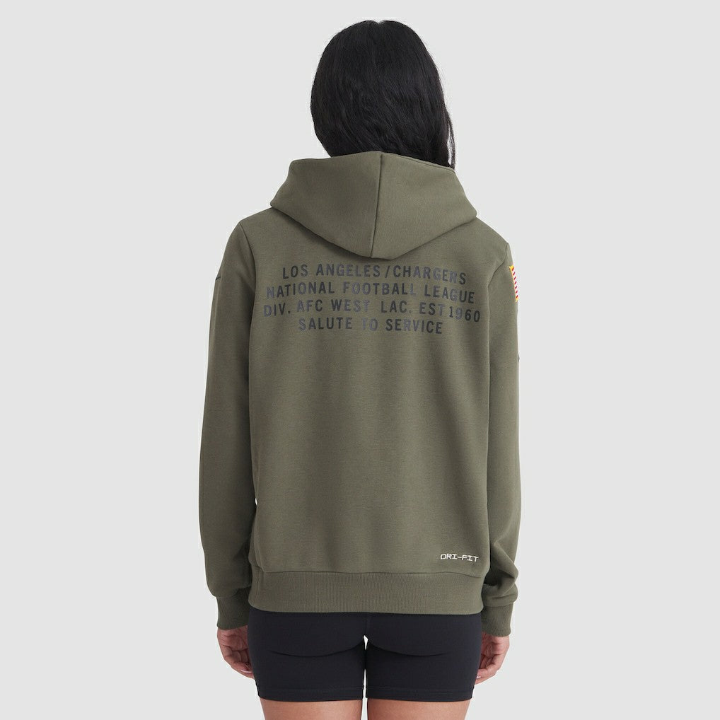 Los Angeles Chargers Women's 2025 Salute to Service Sideline Standard Issue Dri-FIT Hoodie Olive - Nike