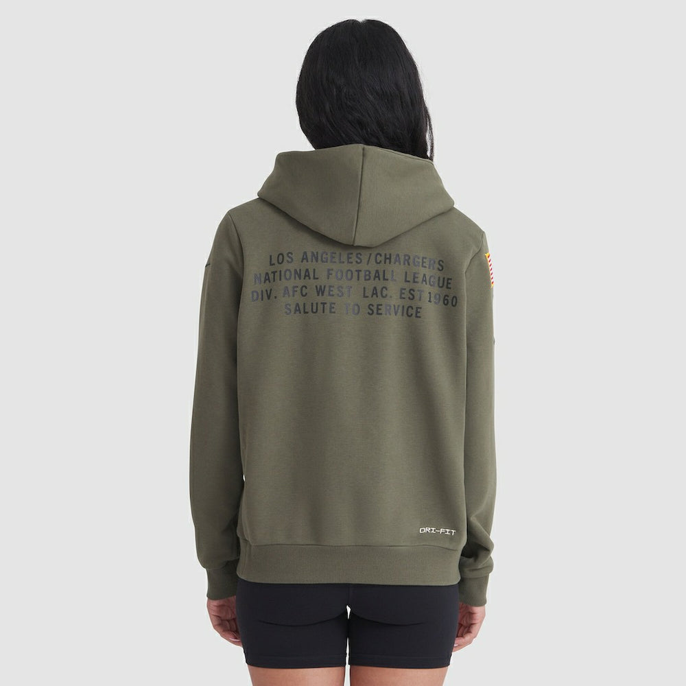 Los Angeles Chargers Women's 2025 Salute to Service Sideline Standard Issue Dri-FIT Hoodie Olive - Nike