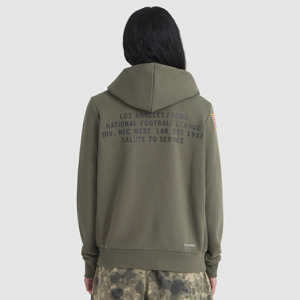 Los Angeles Rams Women's 2025 Salute to Service Sideline Standard Issue Dri-FIT Hoodie Olive - Nike
