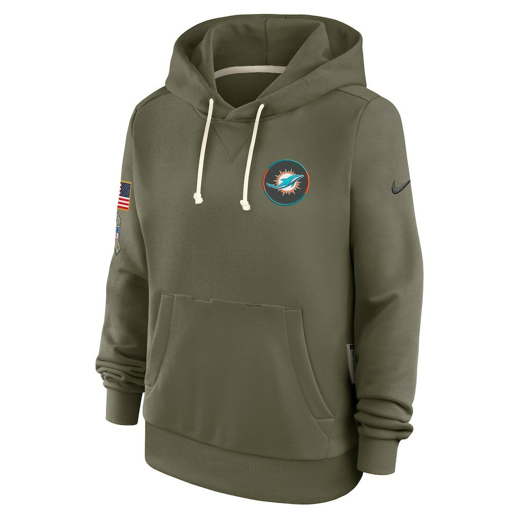 Miami Dolphins Women's 2025 Salute to Service Sideline Standard Issue Dri-FIT Hoodie Olive - Nike