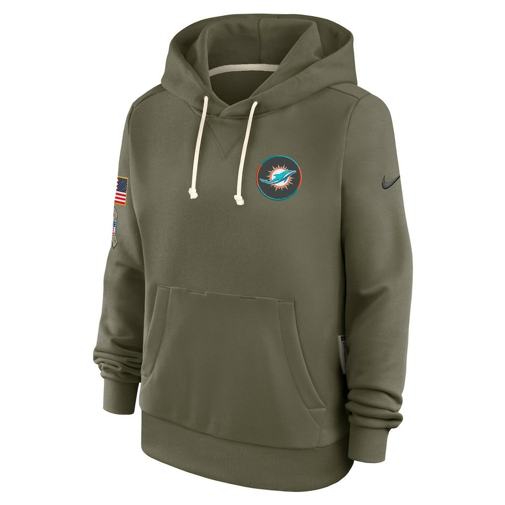 Miami Dolphins Women's 2025 Salute to Service Sideline Standard Issue Dri-FIT Hoodie Olive - Nike