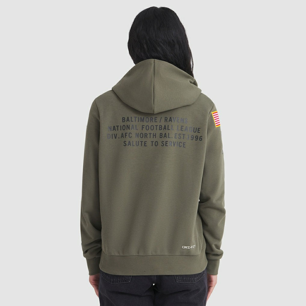Baltimore Ravens Women's 2025 Salute to Service Sideline Standard Issue Dri-FIT Hoodie Olive - Nike