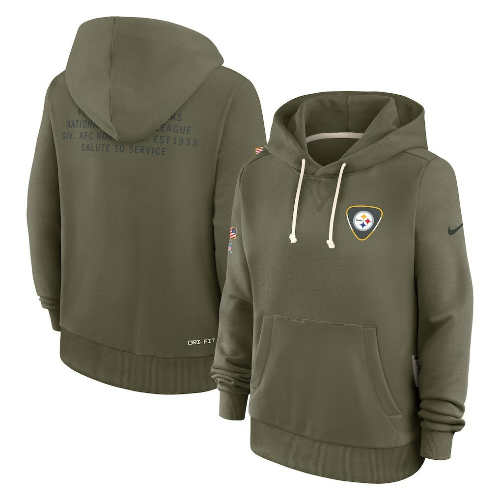 Pittsburgh Steelers Women's 2025 Salute to Service Sideline Standard Issue Dri-FIT Hoodie Olive - Nike