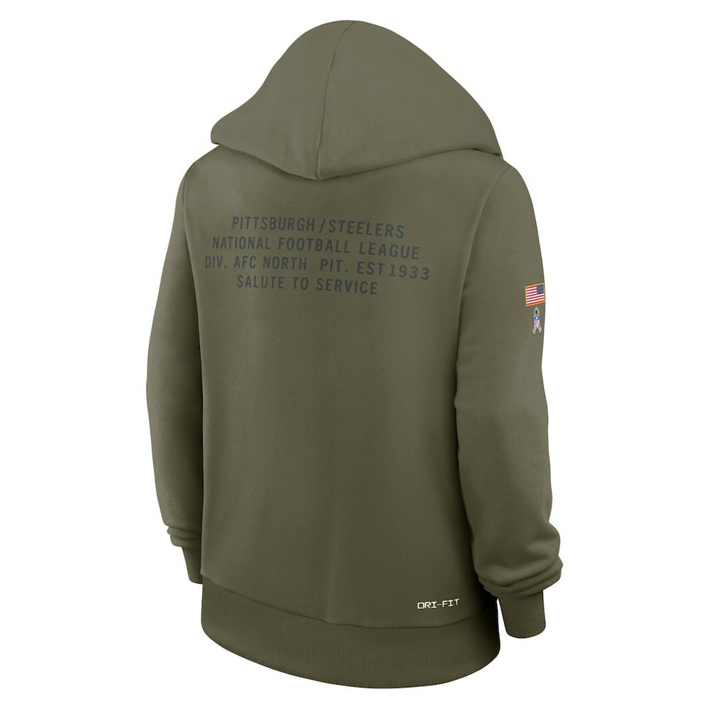 Pittsburgh Steelers Women's 2025 Salute to Service Sideline Standard Issue Dri-FIT Hoodie Olive - Nike