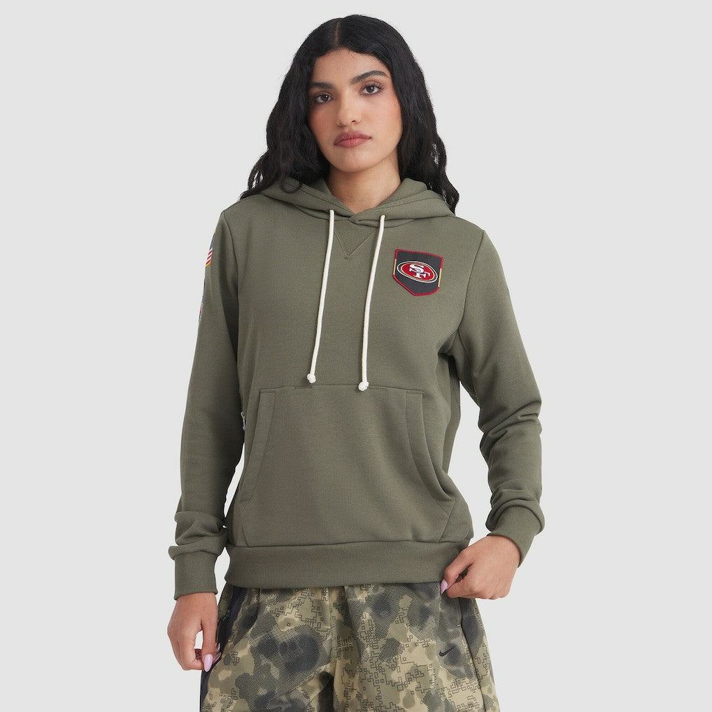 San Francisco 49ers Women's 2025 Salute to Service Sideline Standard Issue Dri-FIT Hoodie Olive - Nike