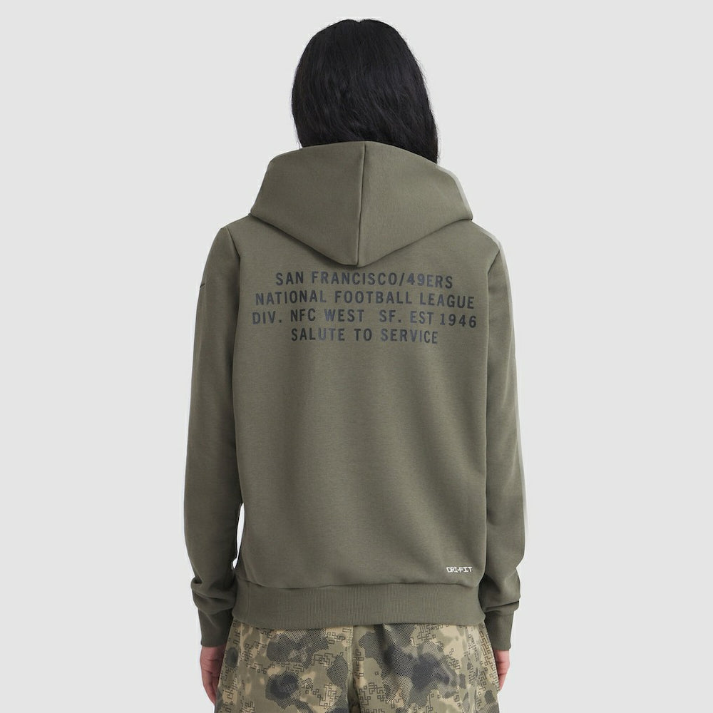 San Francisco 49ers Women's 2025 Salute to Service Sideline Standard Issue Dri-FIT Hoodie Olive - Nike