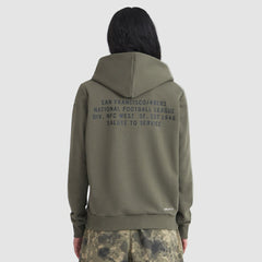 San Francisco 49ers Women's 2025 Salute to Service Sideline Standard Issue Dri-FIT Hoodie Olive - Nike