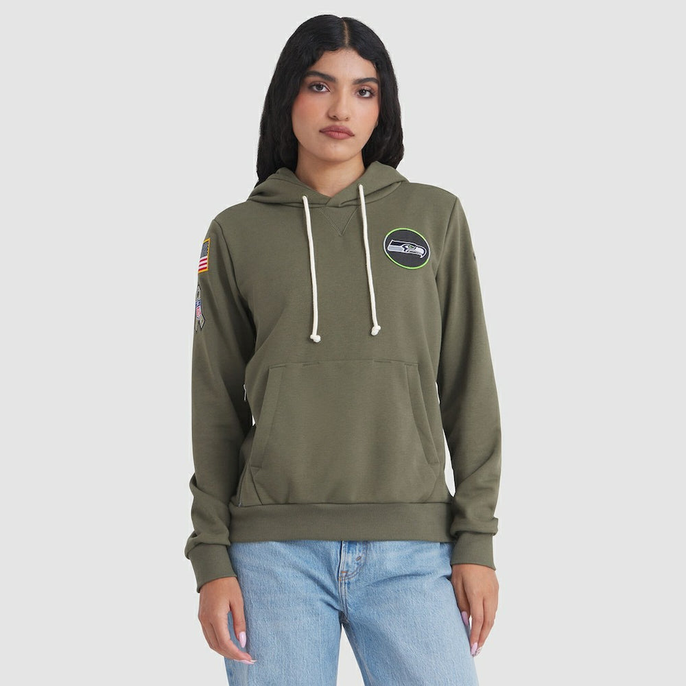 Seattle Seahawks Women's 2025 Salute to Service Sideline Standard Issue Dri-FIT Hoodie Olive - Nike