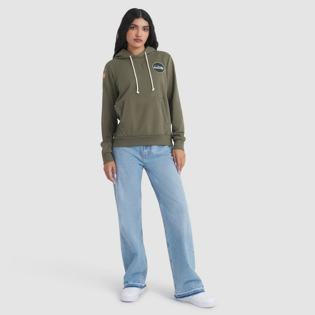 Seattle Seahawks Women's 2025 Salute to Service Sideline Standard Issue Dri-FIT Hoodie Olive - Nike