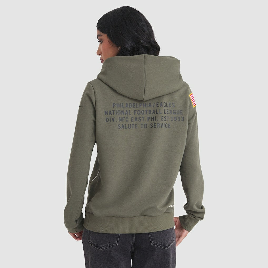 Philadelphia Eagles Women's 2025 Salute to Service Sideline Standard Issue Dri-FIT Hoodie Olive - Nike