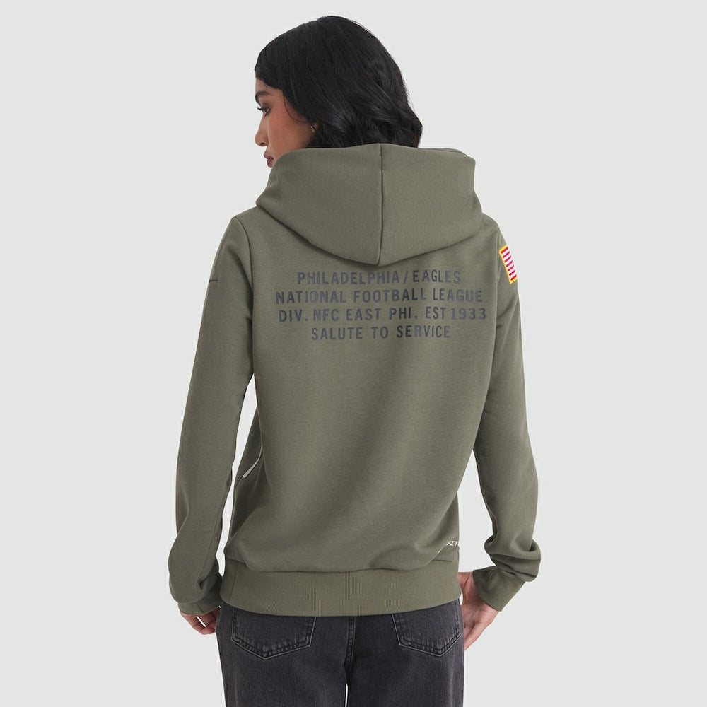 Philadelphia Eagles Women's 2025 Salute to Service Sideline Standard Issue Dri-FIT Hoodie Olive - Nike