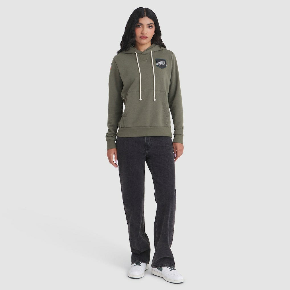 Philadelphia Eagles Women's 2025 Salute to Service Sideline Standard Issue Dri-FIT Hoodie Olive - Nike