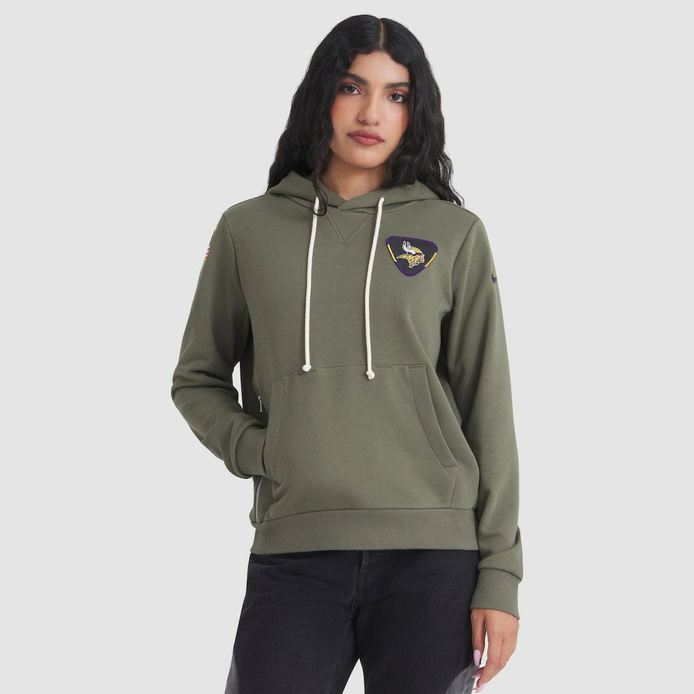 Minnesota Vikings Women's 2025 Salute to Service Sideline Standard Issue Dri-FIT Hoodie Olive - Nike