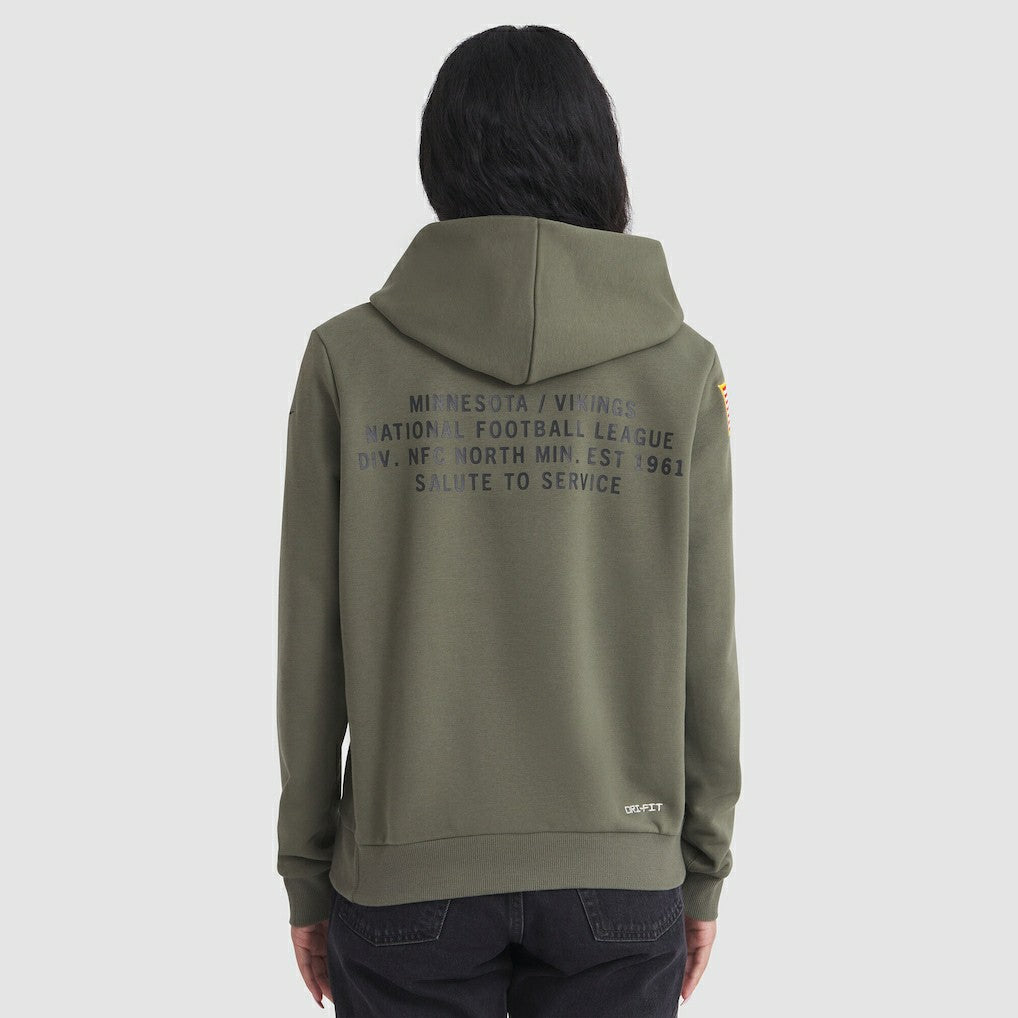 Minnesota Vikings Women's 2025 Salute to Service Sideline Standard Issue Dri-FIT Hoodie Olive - Nike