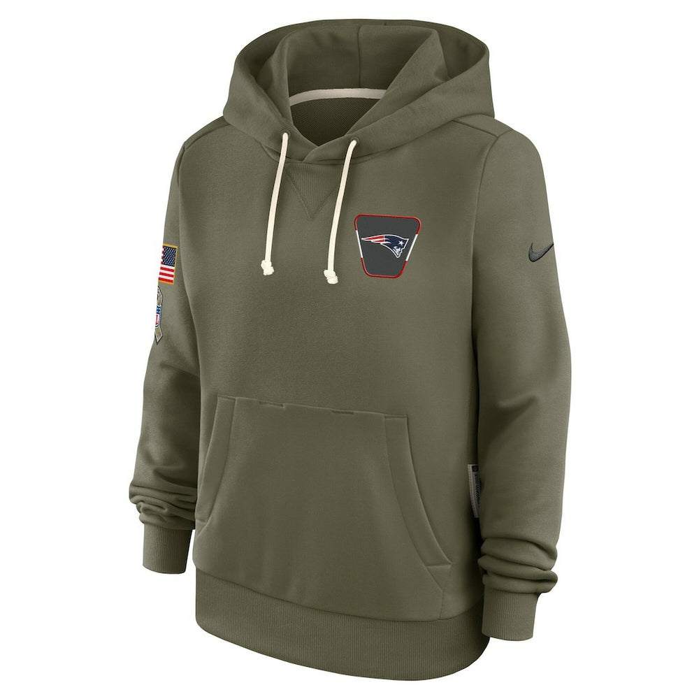 New England Patriots Women's 2025 Salute to Service Sideline Standard Issue Dri-FIT Hoodie Olive - Nike