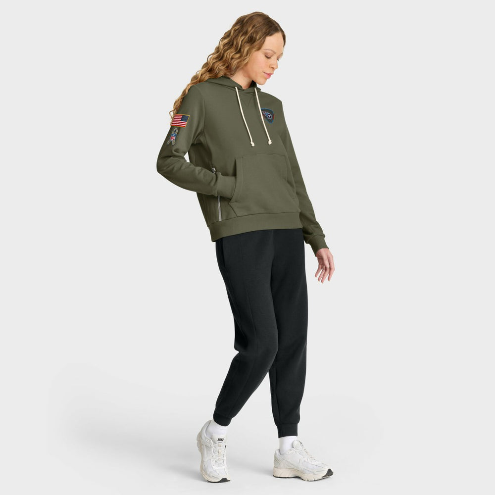 Tennessee Titans Women's 2025 Salute to Service Sideline Standard Issue Dri-FIT Hoodie Olive - Nike