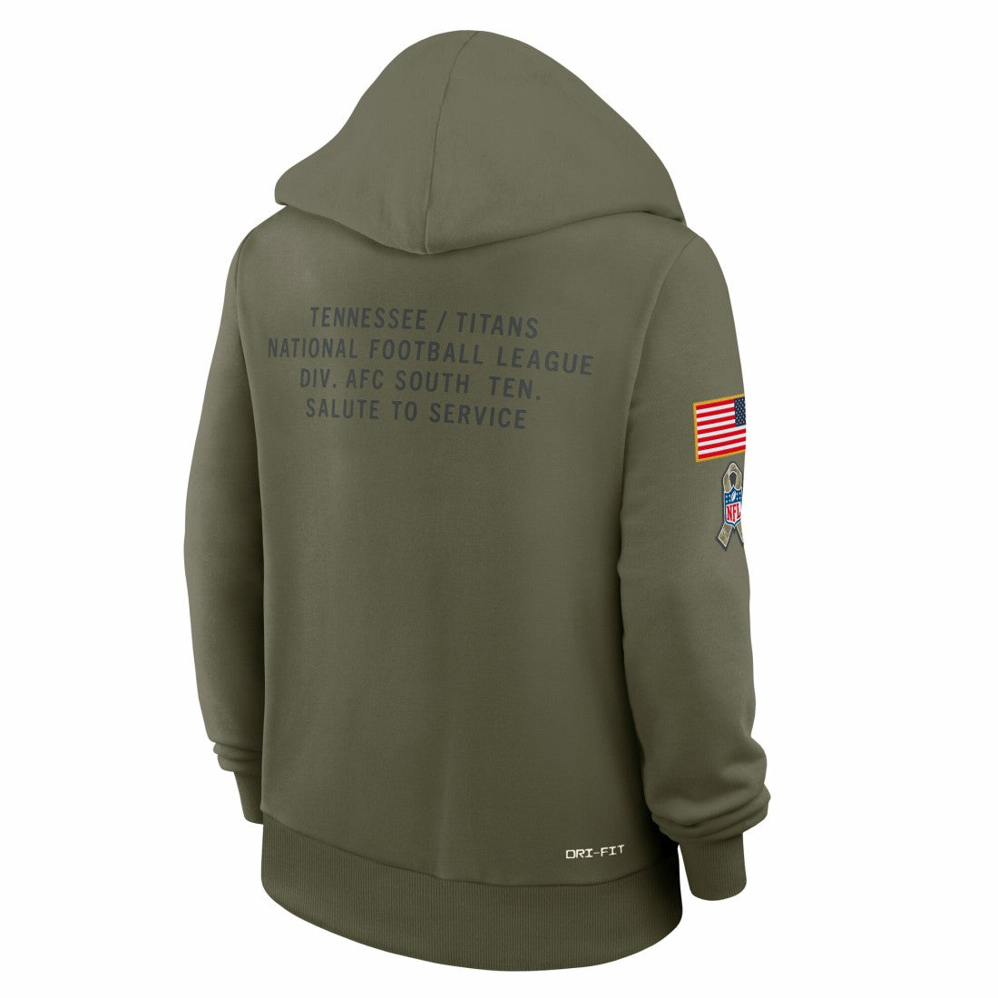 Tennessee Titans Women's 2025 Salute to Service Sideline Standard Issue Dri-FIT Hoodie Olive - Nike