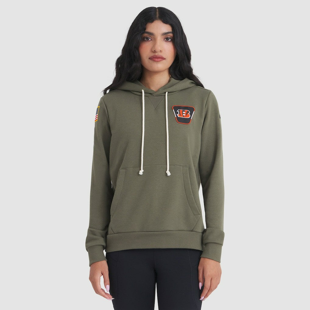 Cincinnati Bengals Women's 2025 Salute to Service Sideline Standard Issue Dri-FIT Hoodie Olive - Nike