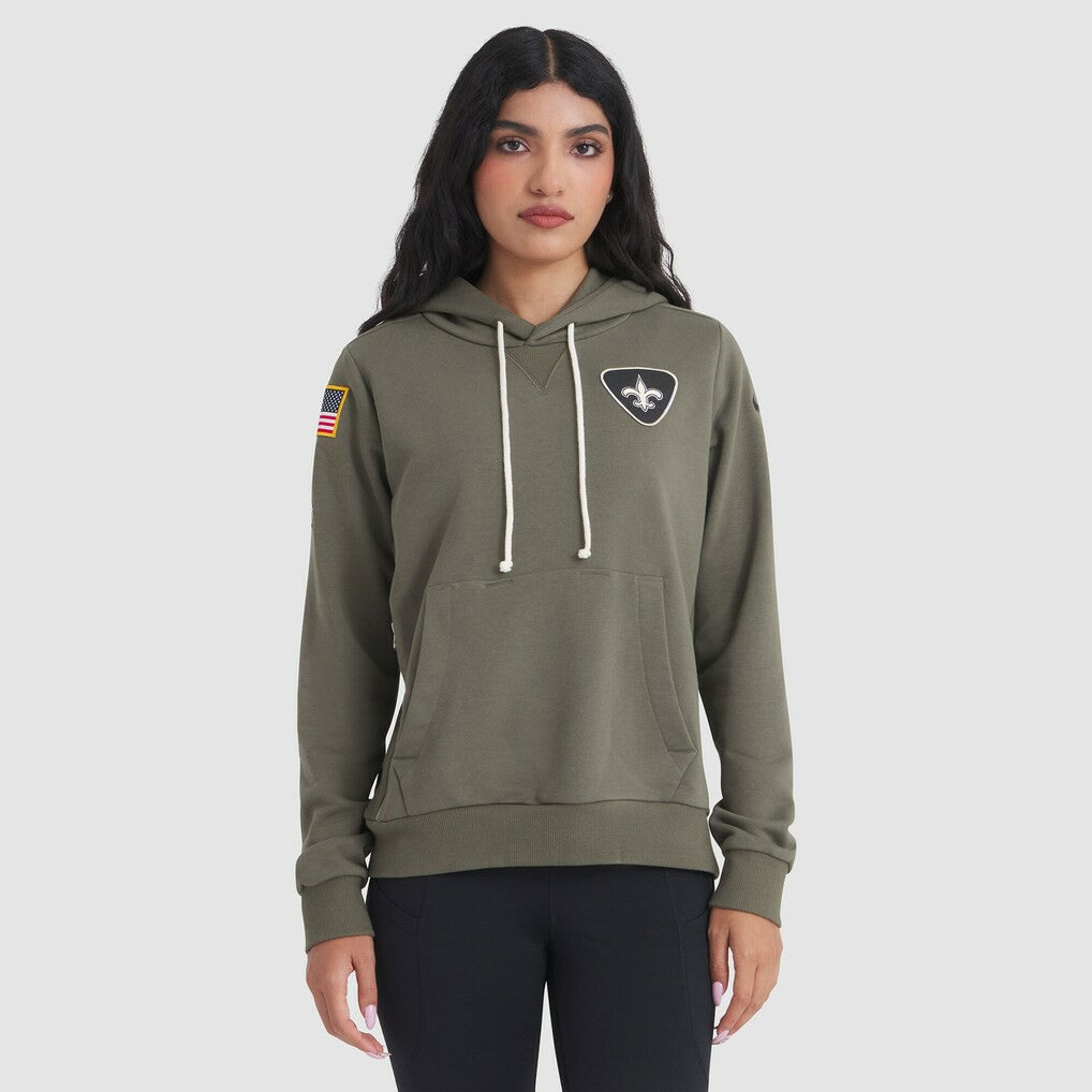 New Orleans Saints Women's 2025 Salute to Service Sideline Standard Issue Dri-FIT Hoodie Olive - Nike