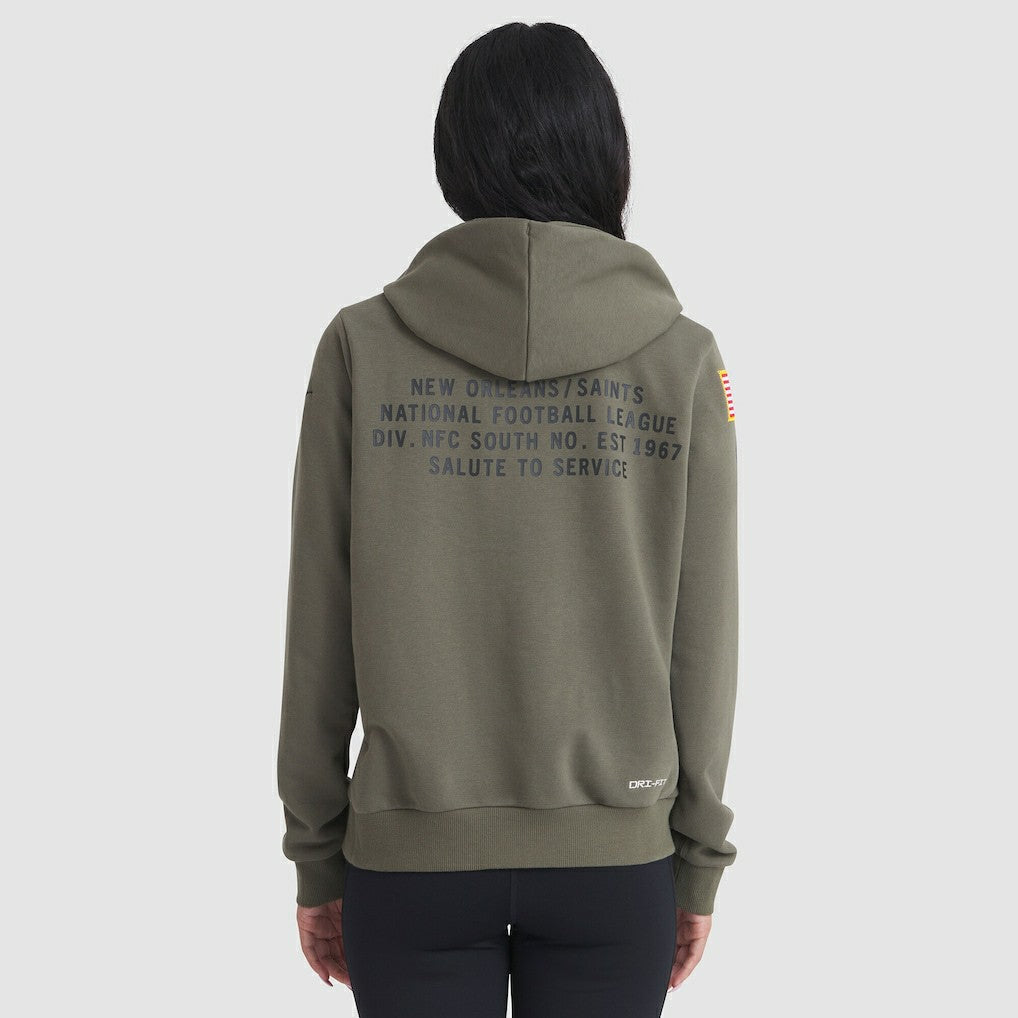 New Orleans Saints Women's 2025 Salute to Service Sideline Standard Issue Dri-FIT Hoodie Olive - Nike