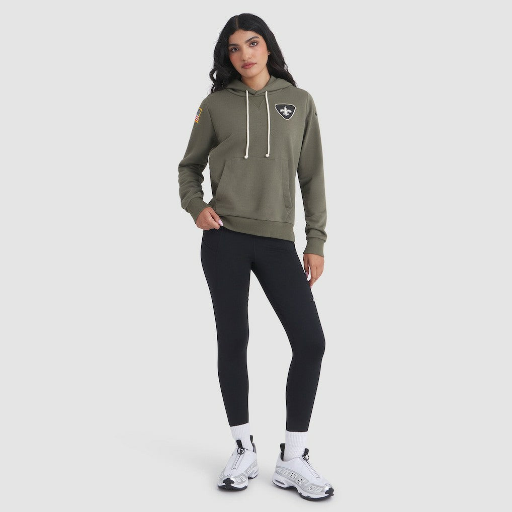 New Orleans Saints Women's 2025 Salute to Service Sideline Standard Issue Dri-FIT Hoodie Olive - Nike