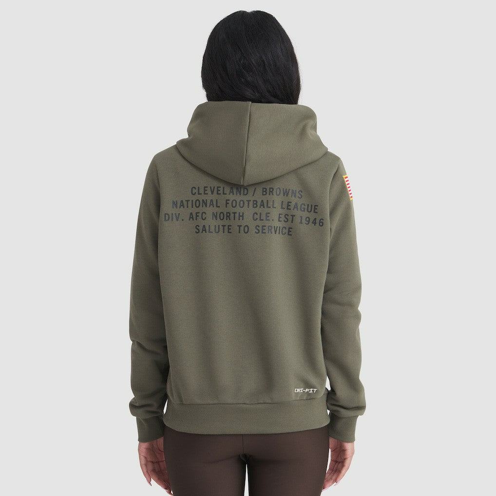 Cleveland Browns Women's 2025 Salute to Service Sideline Standard Issue Dri-FIT Hoodie Olive - Nike