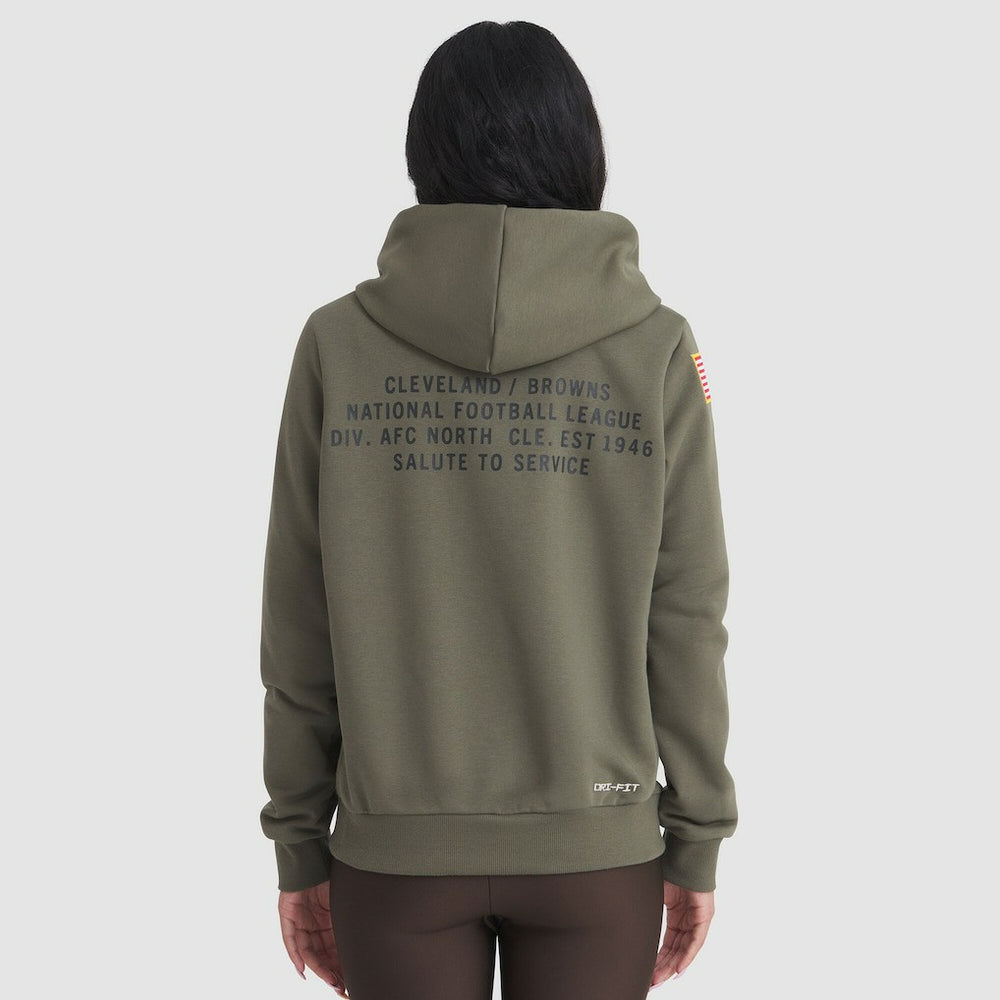 Cleveland Browns Women's 2025 Salute to Service Sideline Standard Issue Dri-FIT Hoodie Olive - Nike